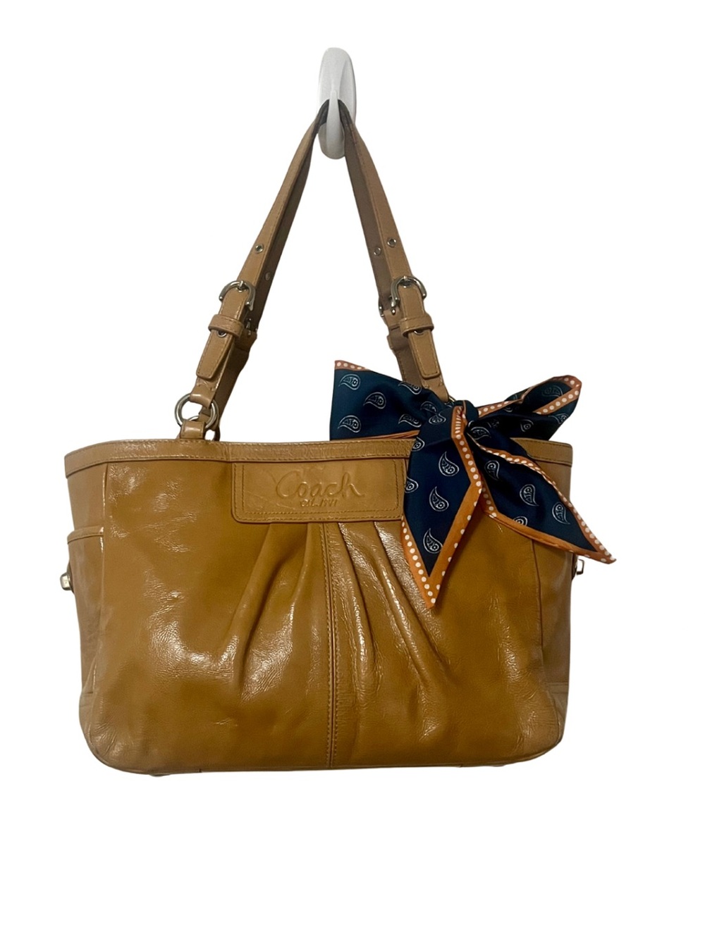Coach Camel Tan Leather Tote Bag Purse F13761 Turnlock